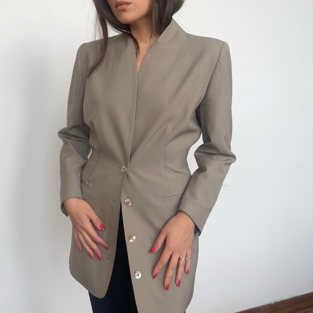 Vintage Claude Montana sculpted taupe blazer